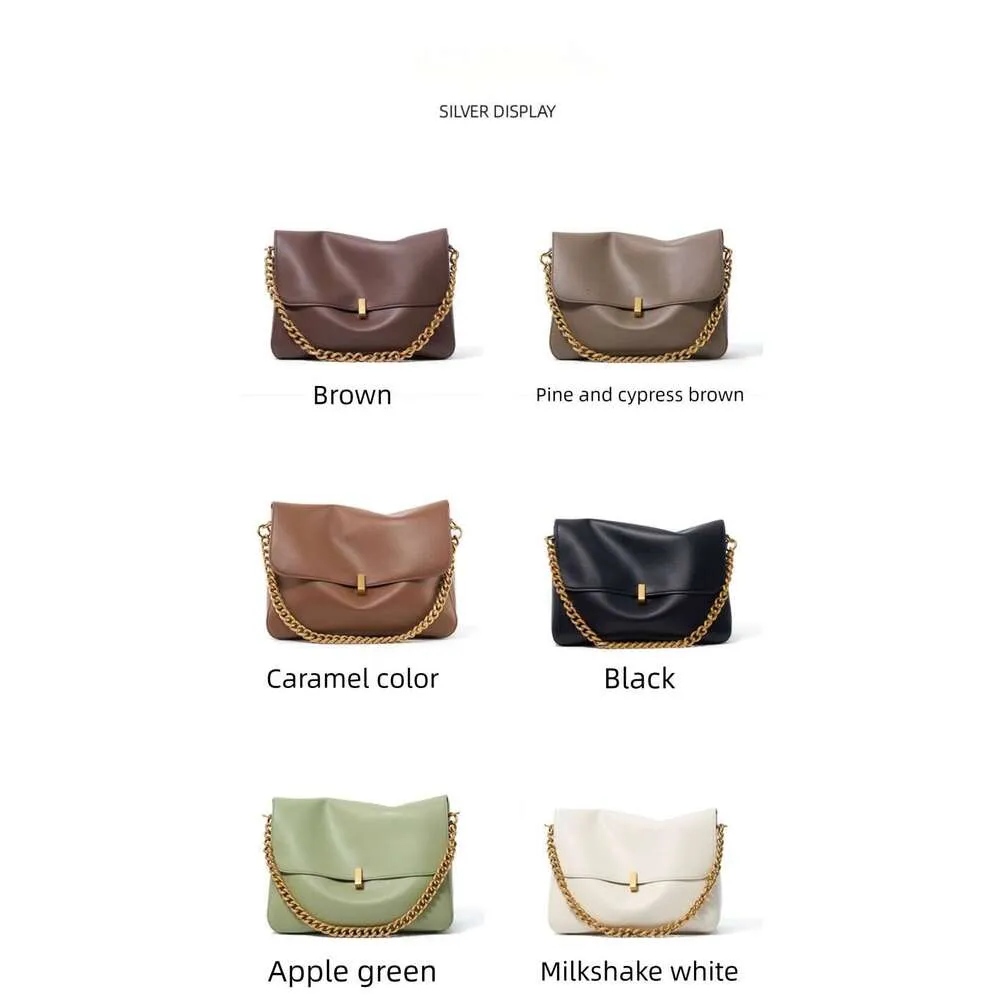 Luxury Designer Cowhide Crossbody Bag Large Capacity Chain Shoulder_voghion.com