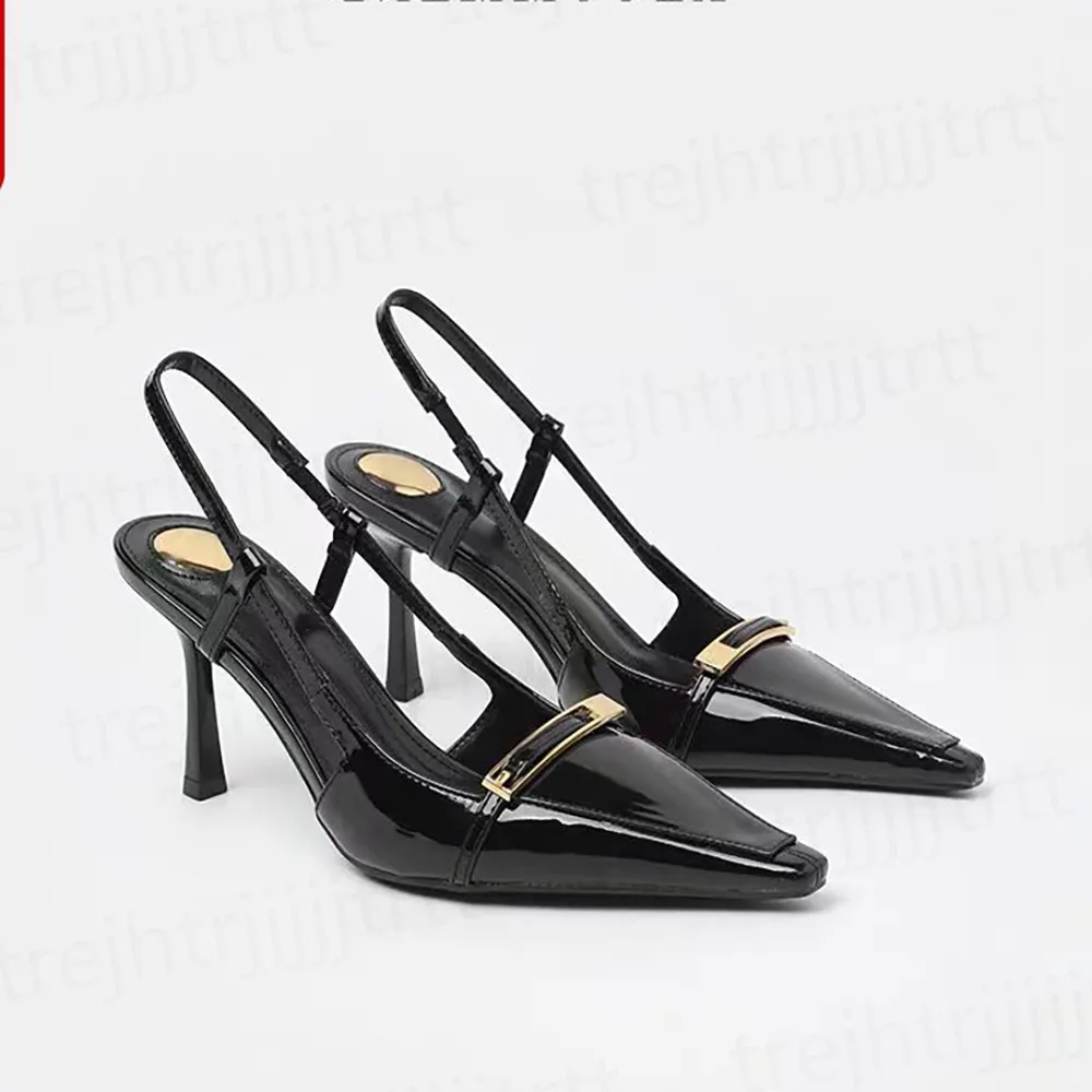 Economize muito em Sapatilhas Stiletto Sapatos De Vestido Pontiagudos:  Elegantes Estiletes De Couro De Patente Patente Sapatos De Vestido De Salto 
