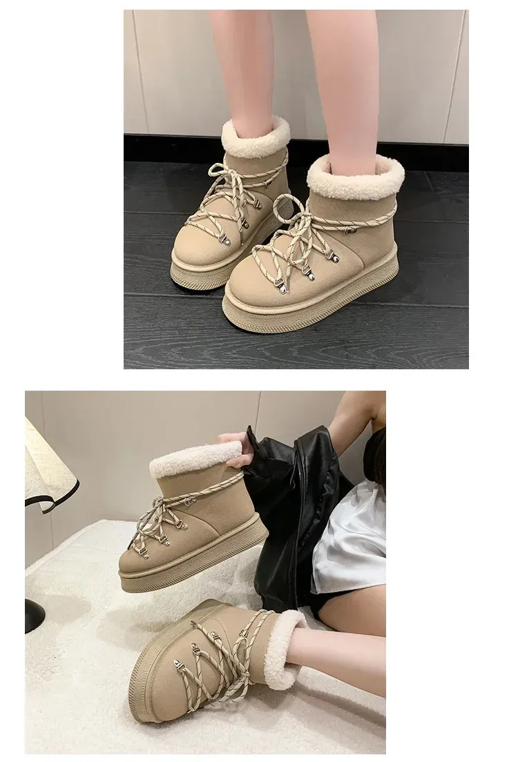 Warme Gefütterte Winterstiefel Für Damen Aus Leder Mit Profil_voghion.com