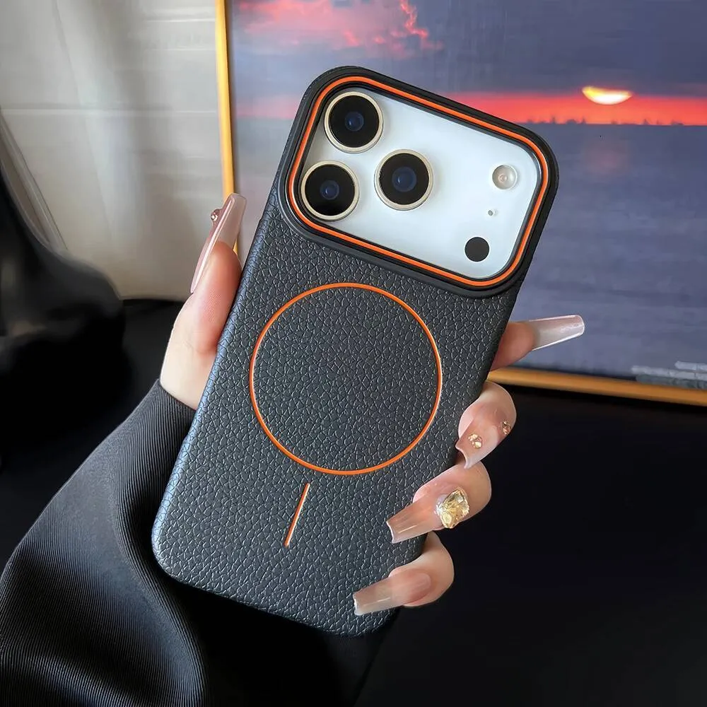 Shockproof Leather Magnetic Magsafe Case For IPhone 16, 15, 14, 13, 12 Series – Slim TPU Cover