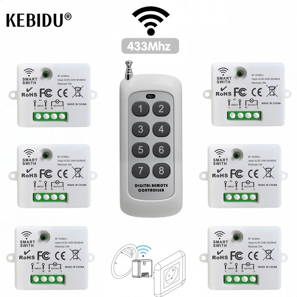 Wireless Remote Control Light Switch Kit For Lamps, LED, And Fans 433 ...