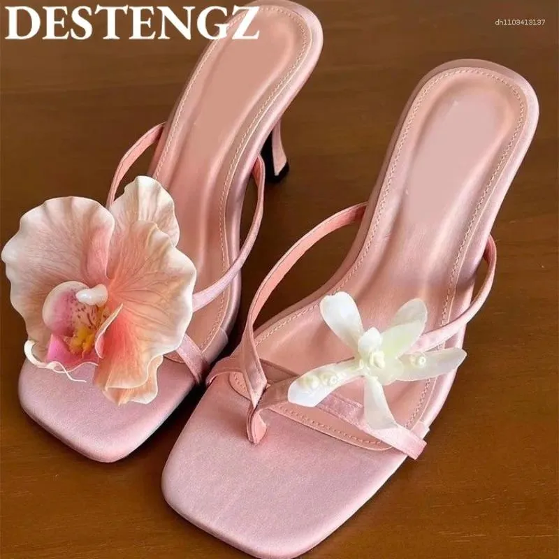 Save Big on Bulk Women Summer Designer Slippers Slippers Flower Summer  Women High Heels Heeled Sandals Shoes Elegant Clip Toe Flip Flops 2025  Designer