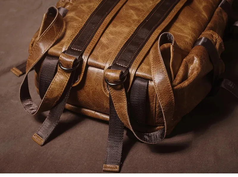 Herren Rucksack Aus Echtem Leder - Premium Rindsleder Trekking_voghion.com