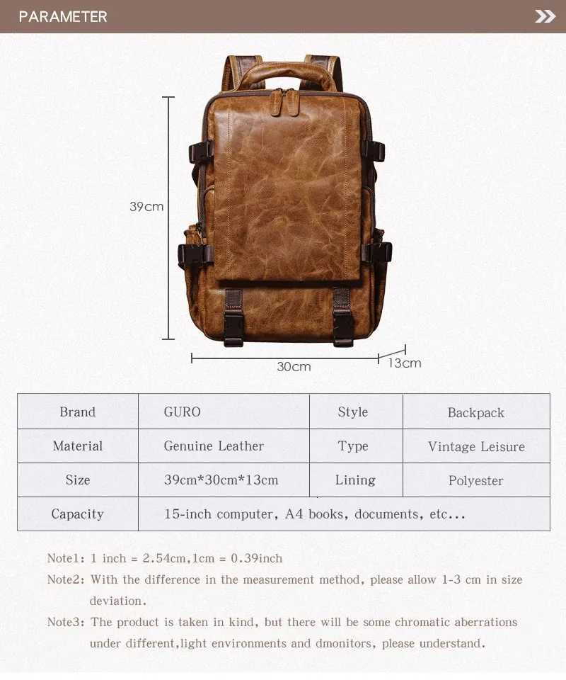 Herren Rucksack Aus Echtem Leder - Premium Rindsleder Trekking_voghion.com