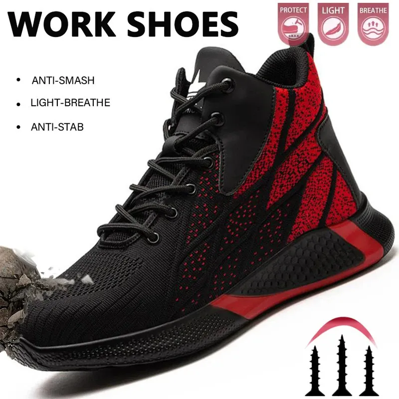 Fashion Security Protective High Top Smashing Anti Puncture Shoes Men Work Safety Boots 251111_voghion.com