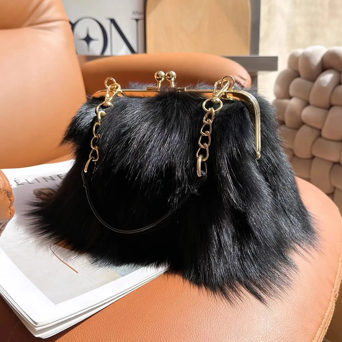 Winter Fashion Fox Fur Crossbody Fur Bag With Plush From Deng06