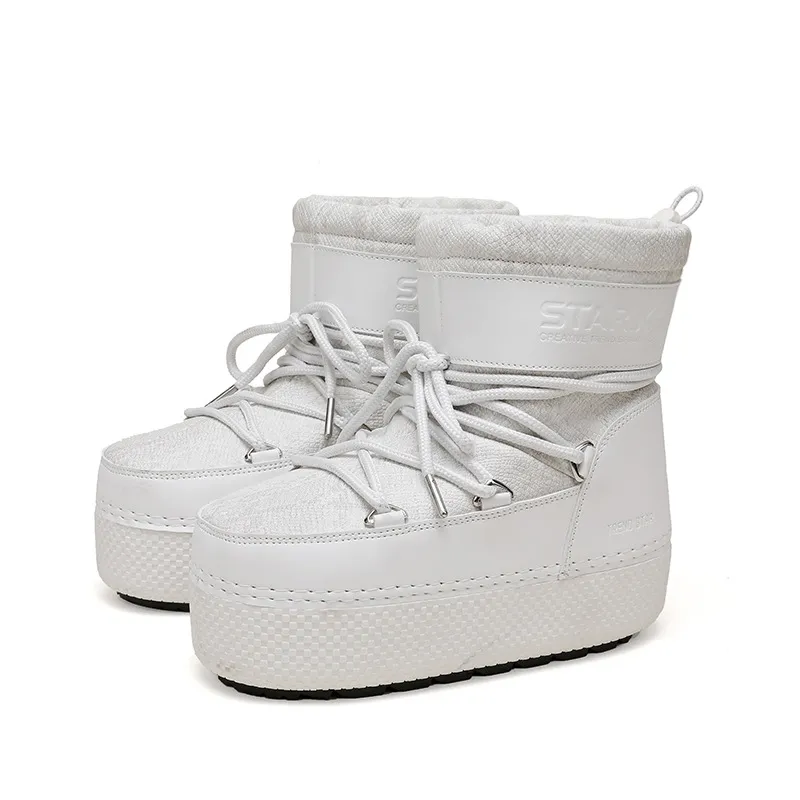 New Space Boots Ugly Cute Thick Sole Fleece Lined Warm Slip On Ski Travel 30-45 Parent-Children Style_voghion.com