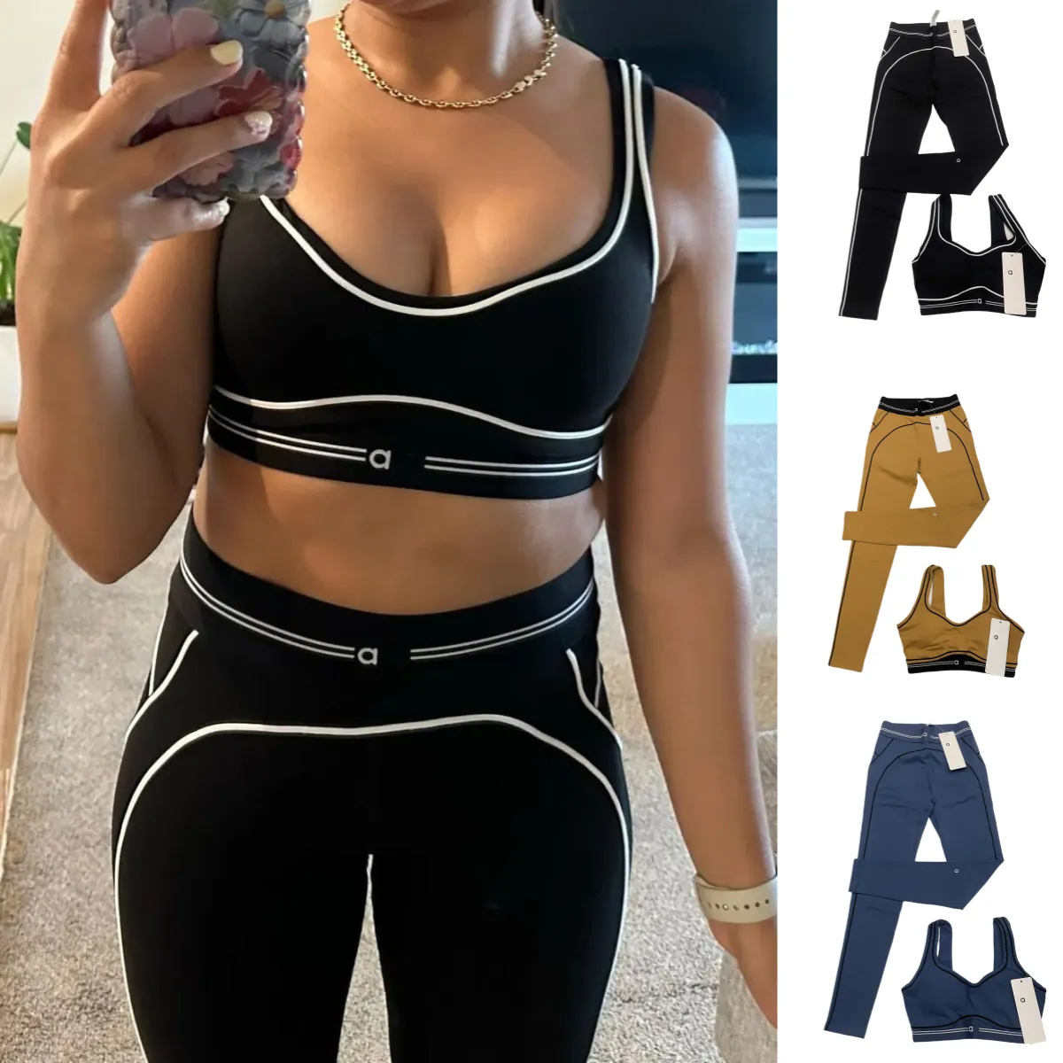 2025 Yoga Set Seamless Tops Sports Heart Throb Bra+Leggings High End White Striped Low Back Dance Yoga Outfits Summer Women's Running Fitness Pilates Muse Alosets Suit