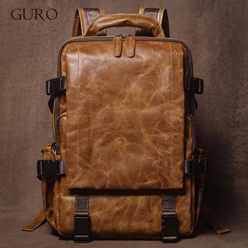 Herren Rucksack Aus Echtem Leder - Premium Rindsleder Trekking_voghion.com