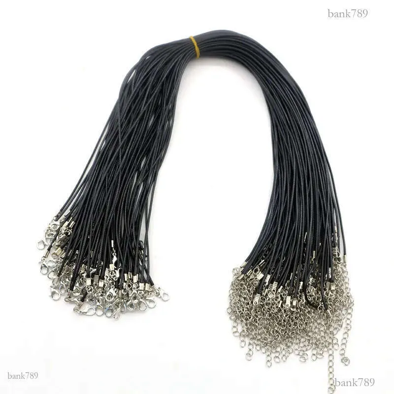 100pcs/lot Black Braided Imitation Leather Cord Rope Chain With Lobster Claw For Racelet Necklace And Jewelry Making 20_voghion.com