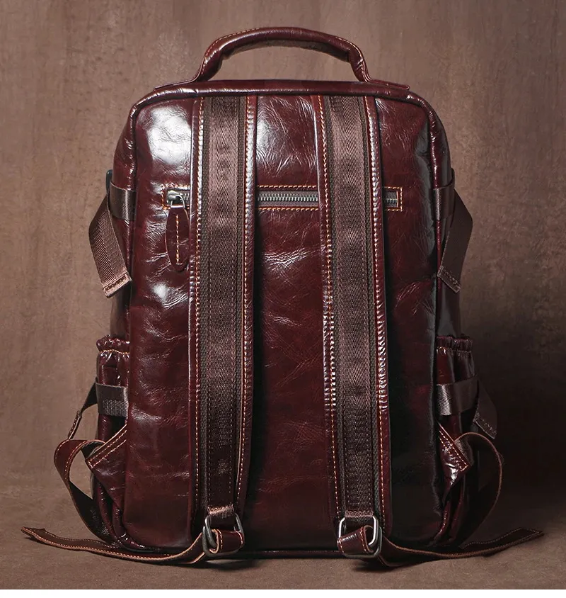 Herren Rucksack Aus Echtem Leder - Premium Rindsleder Trekking_voghion.com