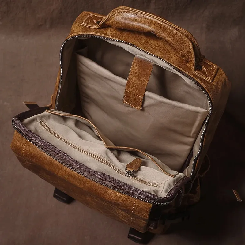 GURO Herren-Rucksack aus echtem Leder, Top-Rindsleder, Outdoor-Reiserucksack, trendiger Rucksack für Schüler, Studenten, Business, Laptoptasche 251111_voghion.com