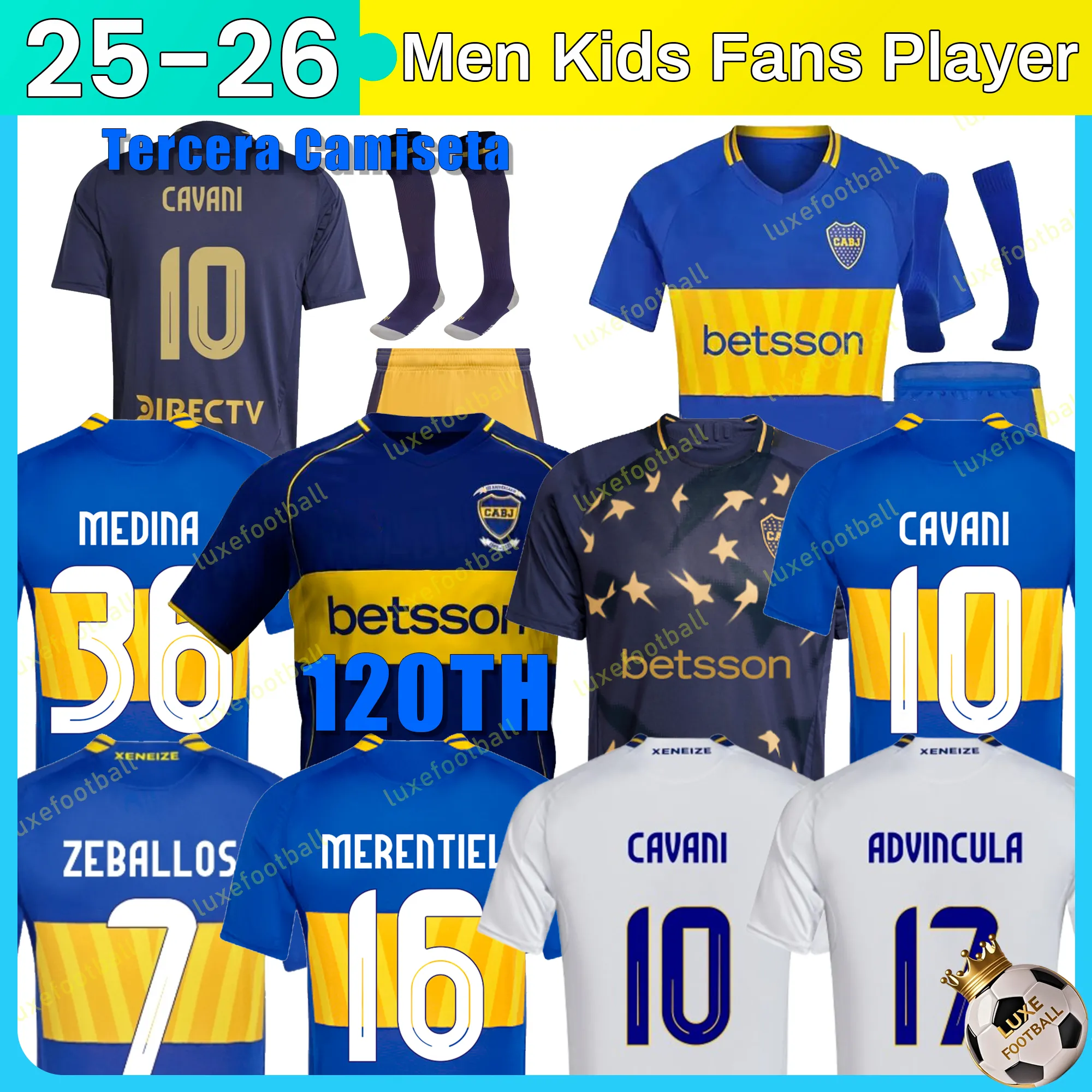 25 26 CA Boca Juniors MARADONA TEVEZ Soccer Jersey CAVANI Home Men