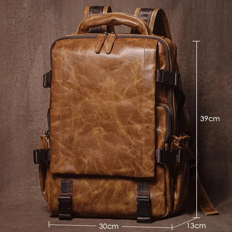 GURO Herren-Rucksack aus echtem Leder, Top-Rindsleder, Outdoor-Reiserucksack, trendiger Rucksack für Schüler, Studenten, Business, Laptoptasche 251111_voghion.com