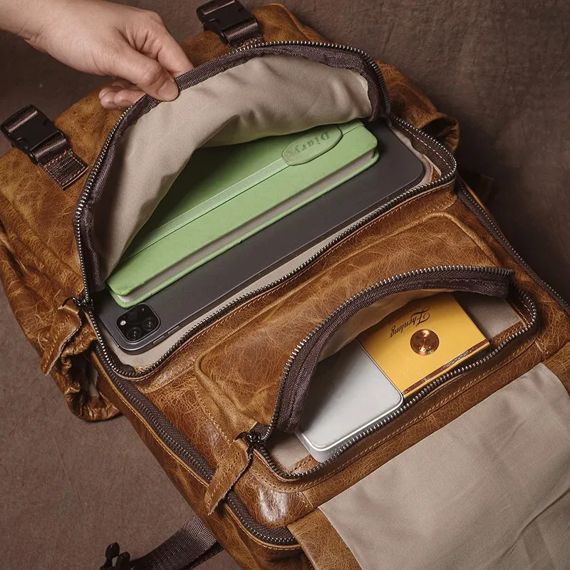 GURO Herren-Rucksack aus echtem Leder, Top-Rindsleder, Outdoor-Reiserucksack, trendiger Rucksack für Schüler, Studenten, Business, Laptoptasche 251111_voghion.com