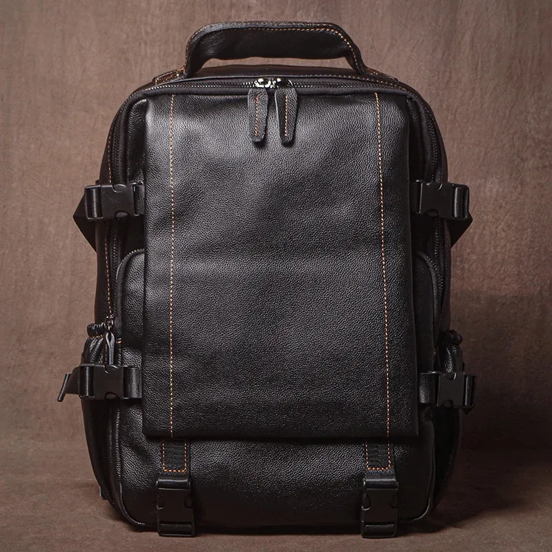 GURO Herren-Rucksack aus echtem Leder, Top-Rindsleder, Outdoor-Reiserucksack, trendiger Rucksack für Schüler, Studenten, Business, Laptoptasche 251111_voghion.com