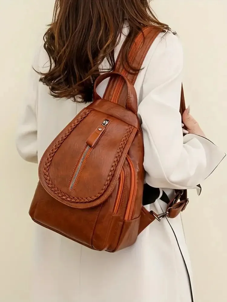 cooperative leather backpack Latico Leathers zippers Leather zipper pulls Solid copper rivets at all stress points Strong UV and weather resistant marine grade polyester thread Mission Mercantile Lifetime Promise Dimensions Piel Leather Traditional Backpack 7063