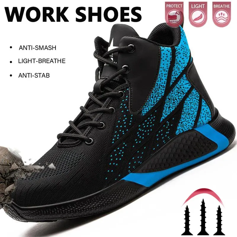 Fashion Security Protective High Top Smashing Anti Puncture Shoes Men Work Safety Boots 251111_voghion.com