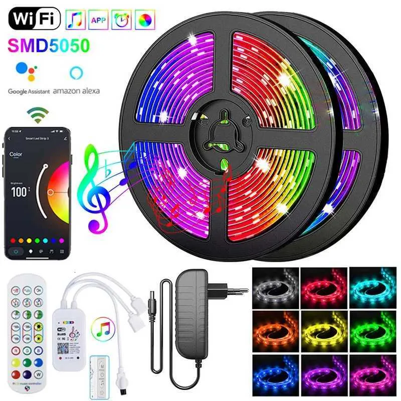 Smart Led Ribbon Lights RGB 5050 LED Strip Lights for Bedroom Bluetooth WiFi Smart LED Tape ...