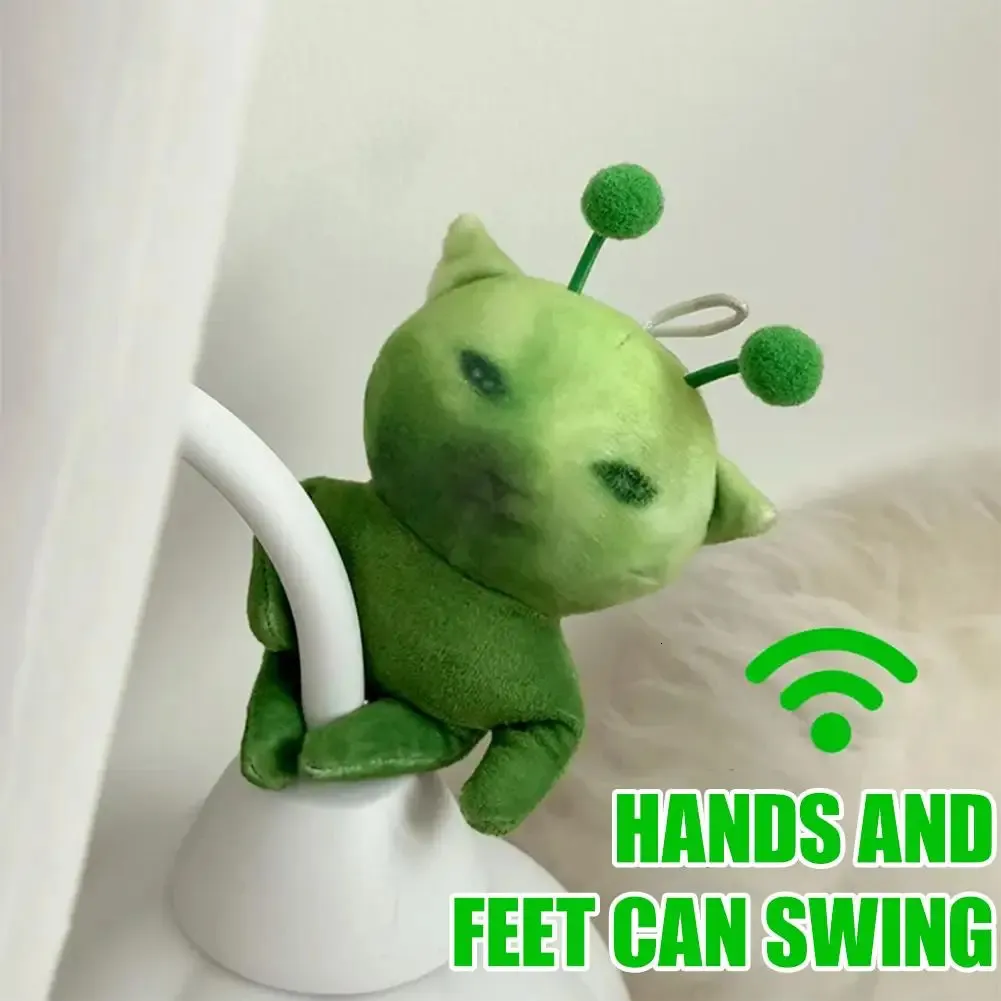 Green Alien Cat Plush Toy Poseable Deformable Stuffed From
