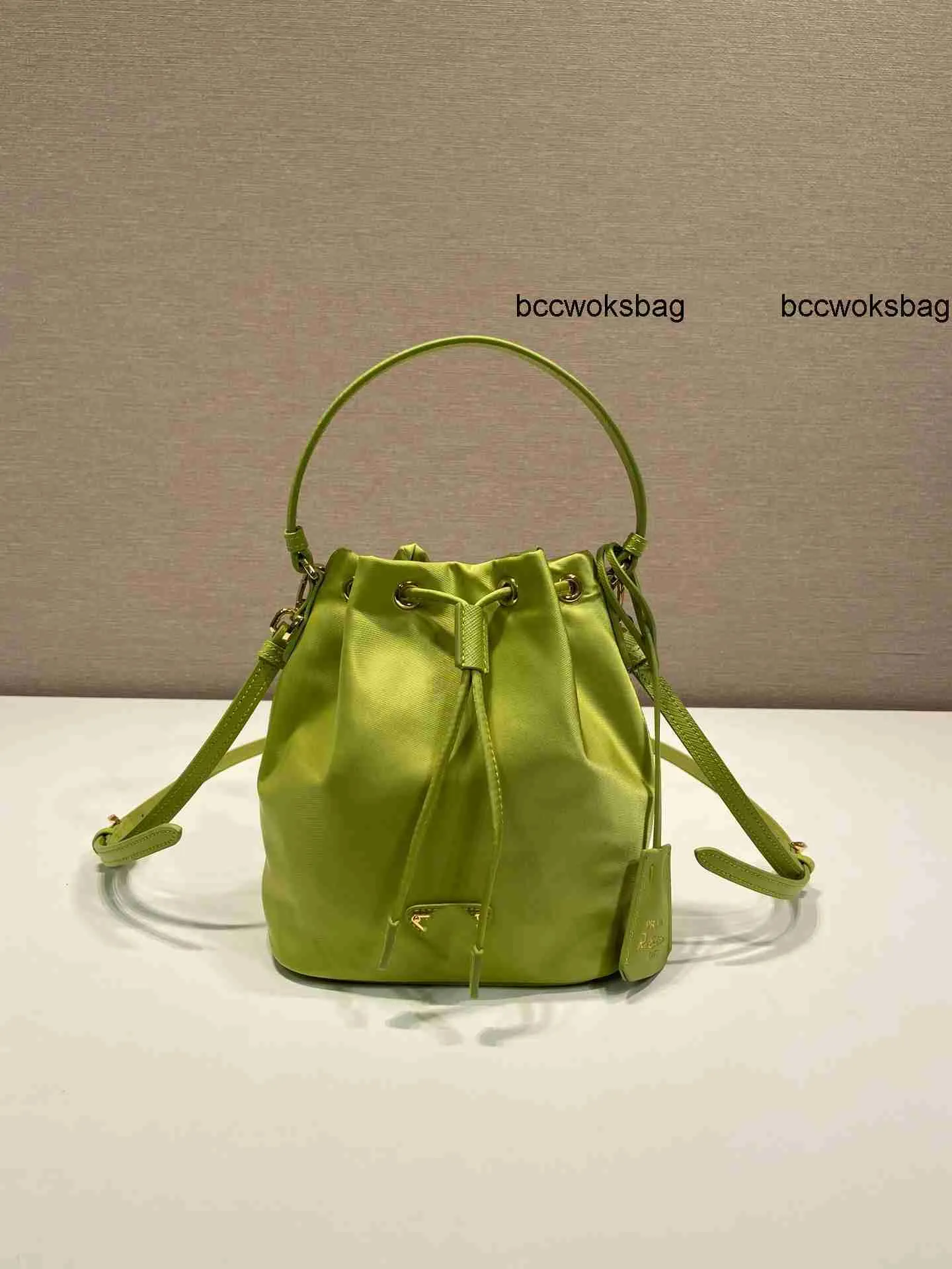 Drawstring Bucket Crossbody Mini Bag Lightweight PU Avocado Green with ...