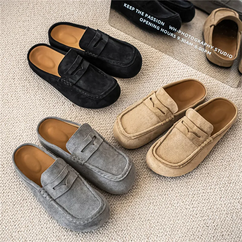 Pantofole firmate, nuove, popolari, da uomo, comode, in pelle scamosciata, casual, alla moda, con suola spessa, per la casa, con punta chiusa, taglie 37 46_voghion.com