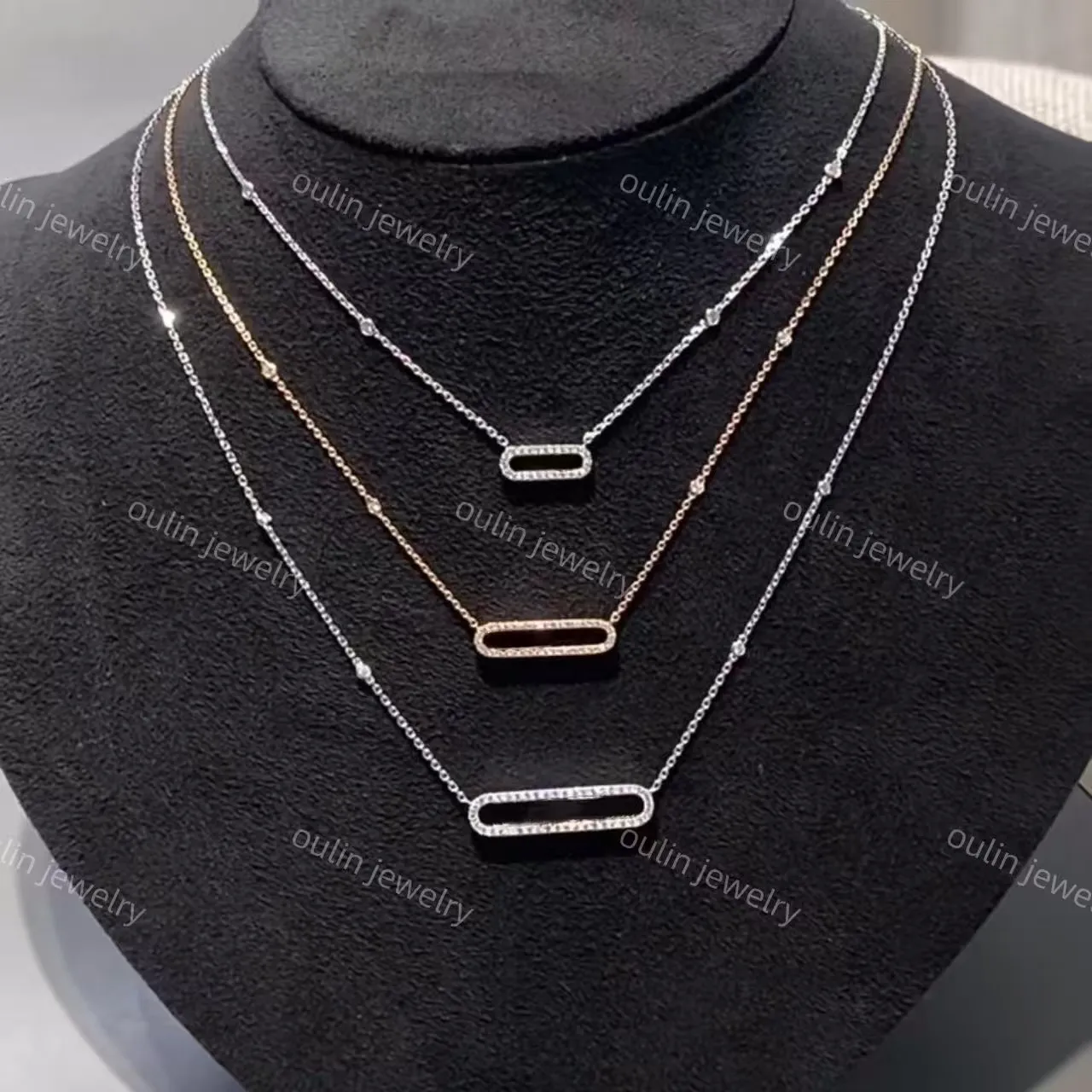 Designer Three Diamond Necklace 14K Gold Custom... From Fashionsky_7 ...