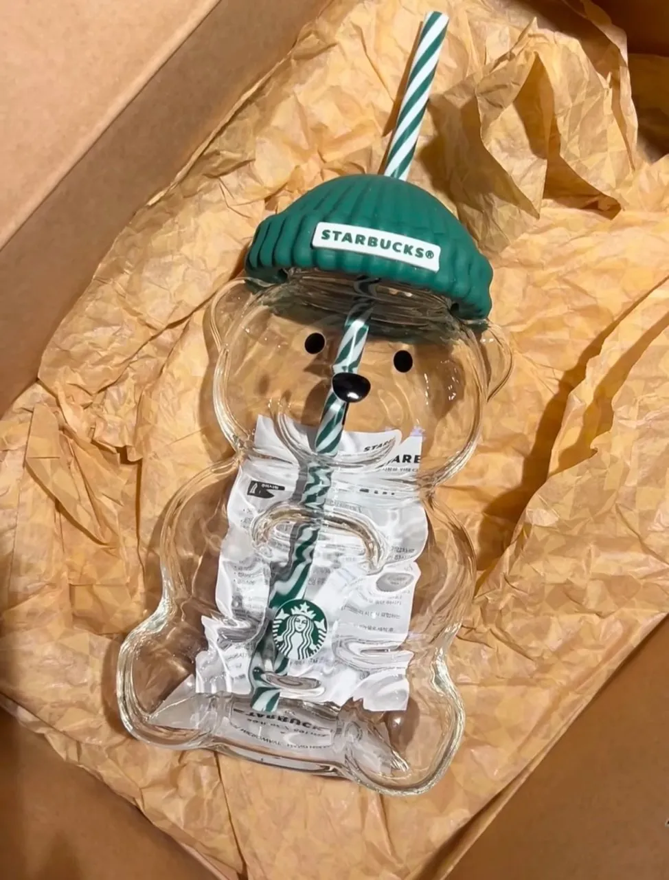 Bearista 20 オンス ガラス ベア タンブラー ストロー付き ...を 