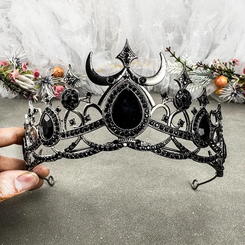 Gothic Black Crystal Tiara Vintage Baroque Queen... From  display picture 1