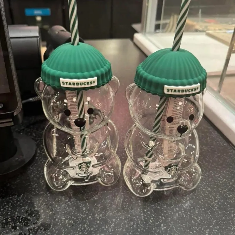 Bearista 20 オンス ガラス ベア タンブラー ストロー付き ...を 