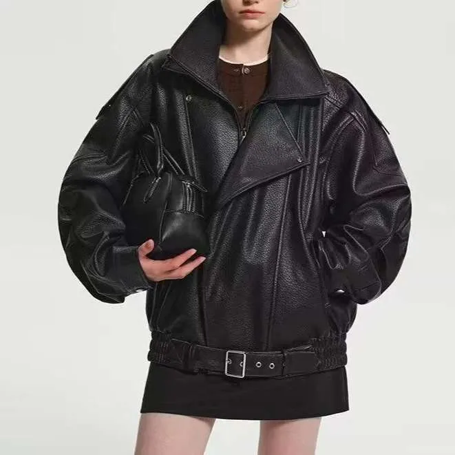 Designer Clothes Streetwear Oversized Leather Jacket Men Bomber Jackets PU Moto Bikers Coats Korean Fashion Women Outerwears Unisex