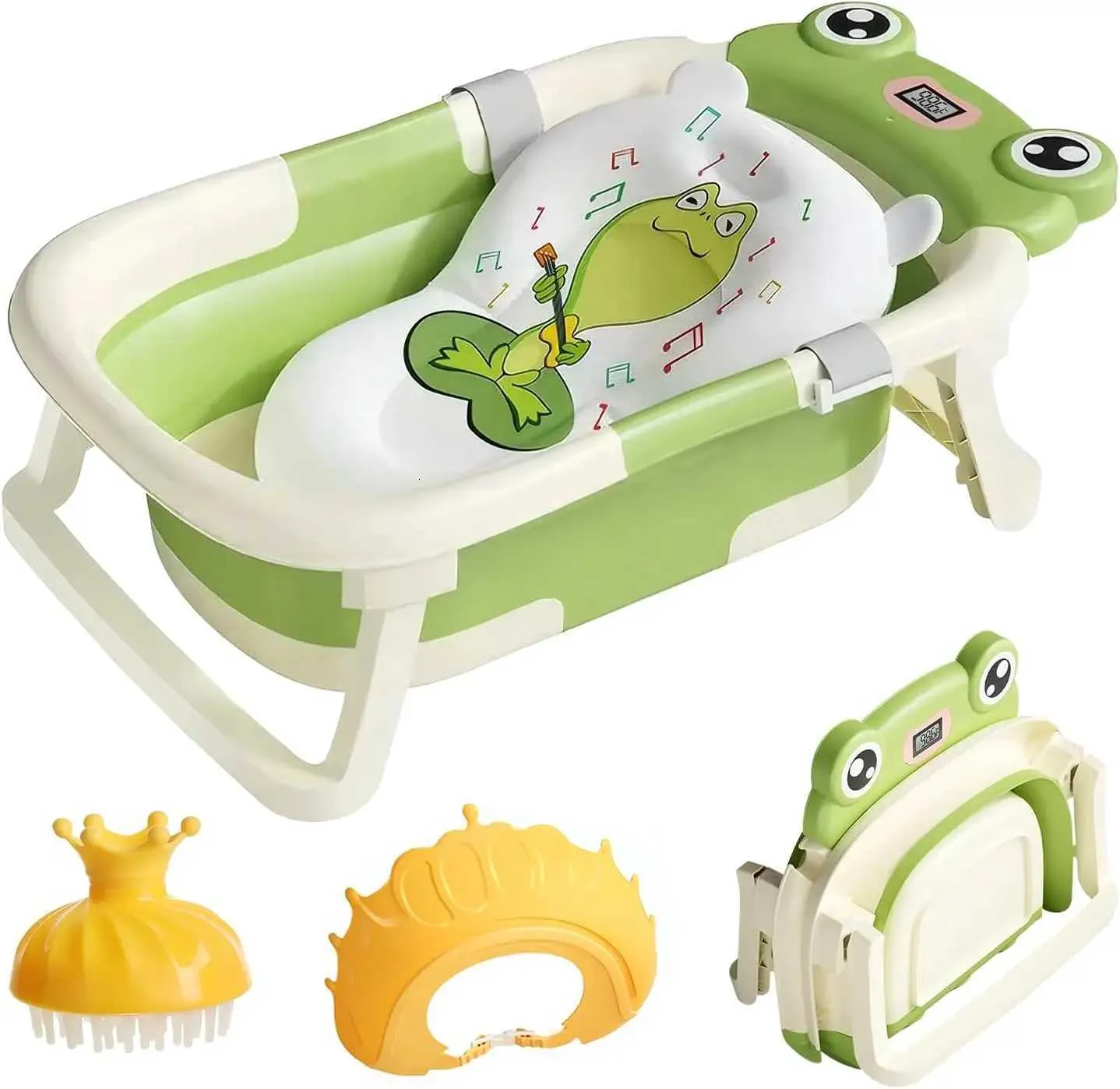 Foldable Baby Bathtub with Bath Cushion and Temperature Indicator for ...