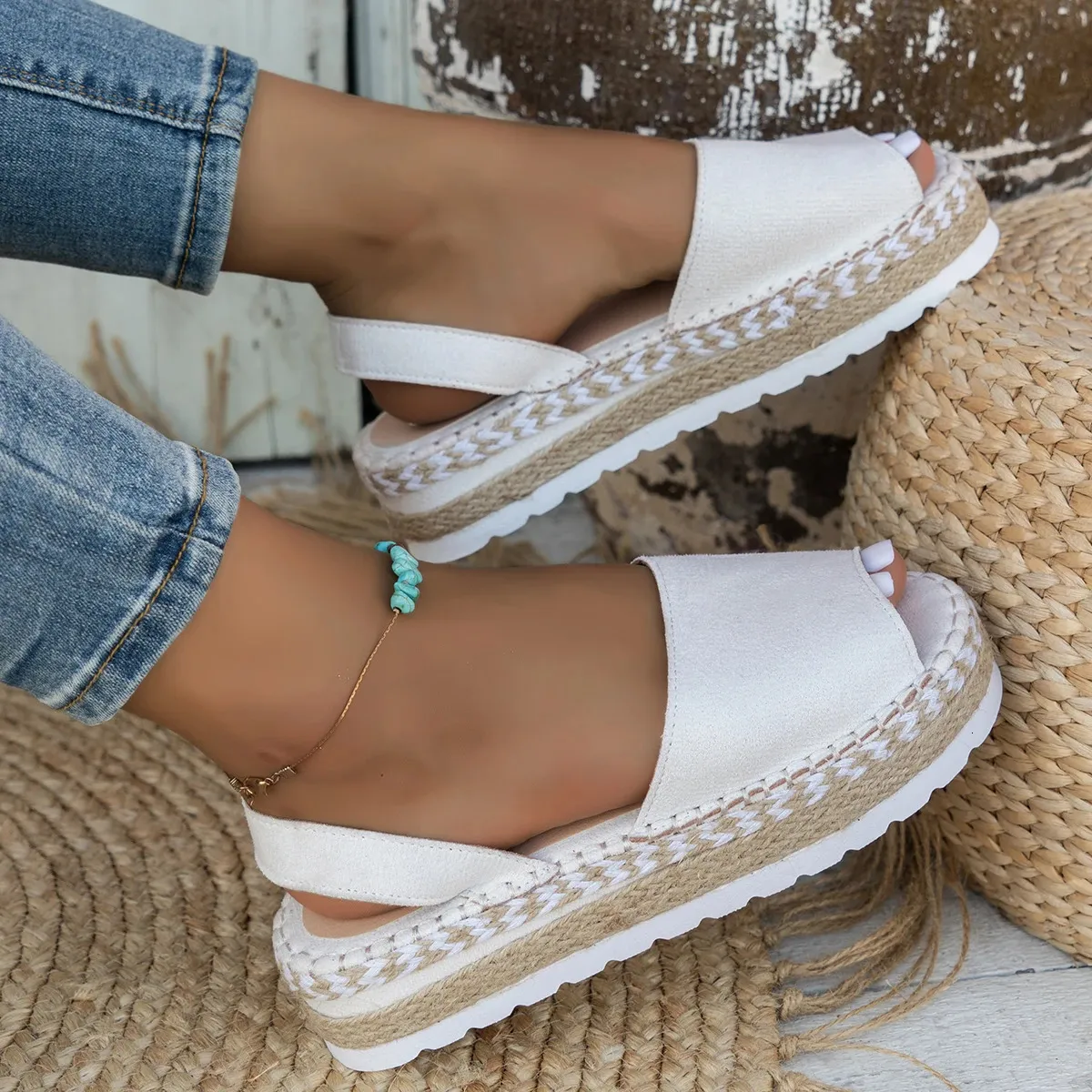 Womens Mid Heel Sandals Ladies Thick Bottom Casual Slippers Summer Round Toe Female Shoes Women Platform Mules Slipper_vogvips.com