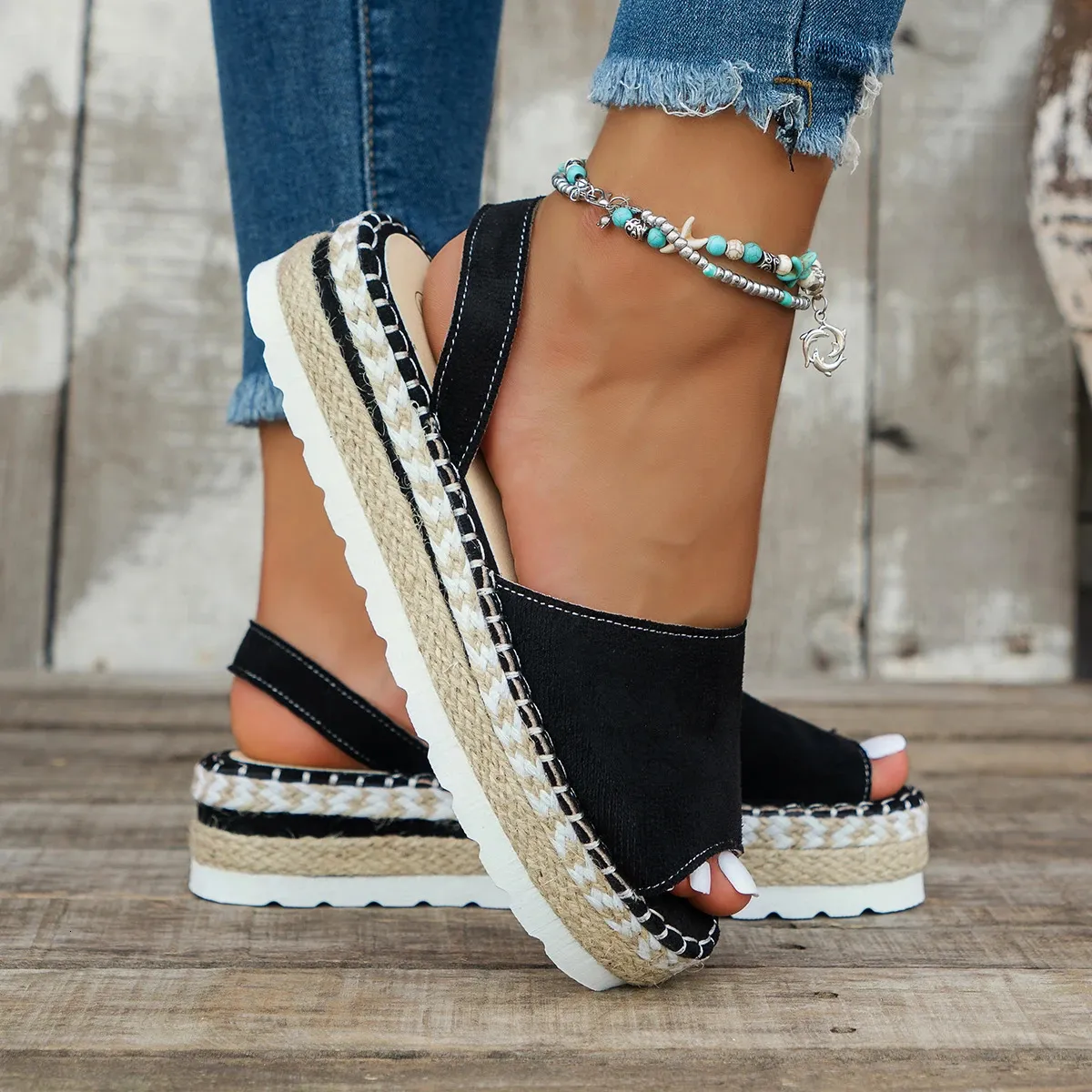 Womens Mid Heel Sandals Ladies Thick Bottom Casual Slippers Summer Round Toe Female Shoes Women Platform Mules Slipper_vogvips.com