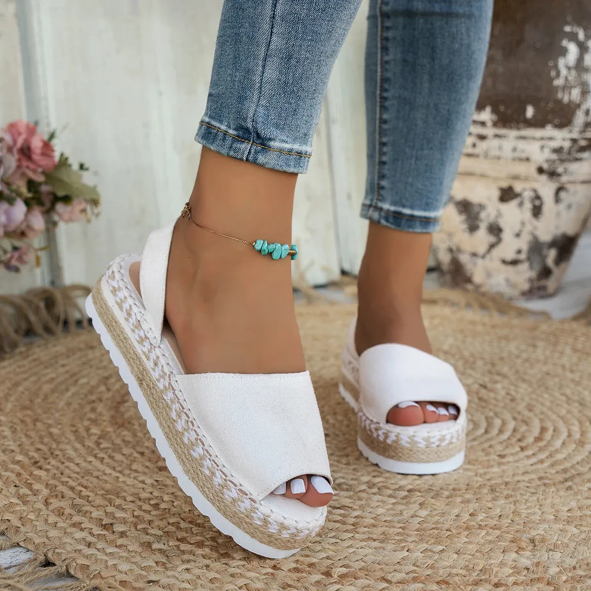 Womens Mid Heel Sandals Ladies Thick Bottom Casual Slippers Summer Round Toe Female Shoes Women Platform Mules Slipper_vogvips.com