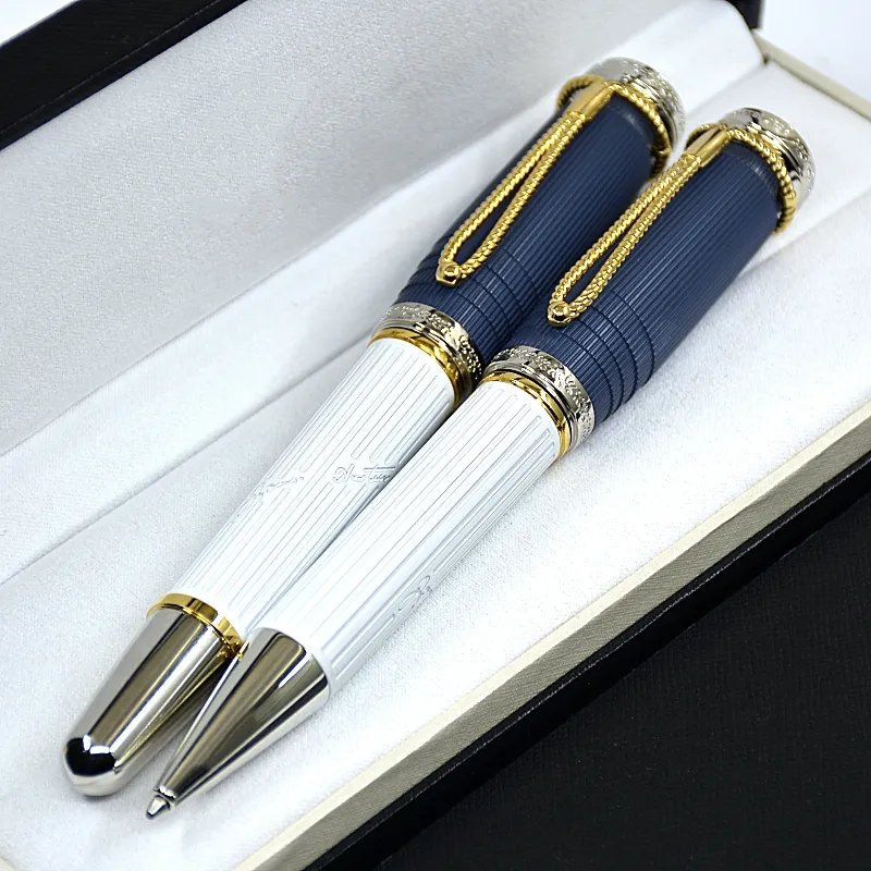 Refill Pens Roller Ball Pens   White &amp; Blue Ballpoint... 