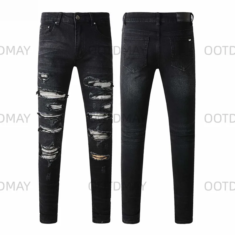 Jeans Strappati Impilati Da Uomo Jeans Slim F Skinny A Gamba Drta Pantaloni Denim Hip Hop Moda Casual Streetwear 251209 Da 20,93 € | DHgate