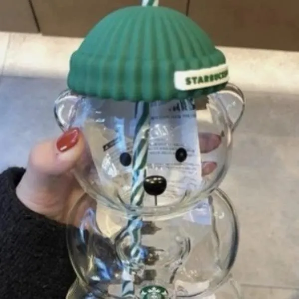 スターバックス ストロー付きガラスベアカップ アイスコーヒーと冷たい