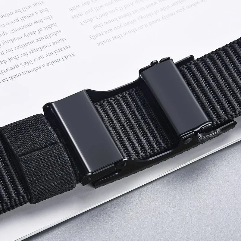 Ceinture automatique en nylon pour homme, style militaire tactique, en toile de haute qualité, idéale pour le jean, avec sangle de luxe tendance HQ123_voghion.com