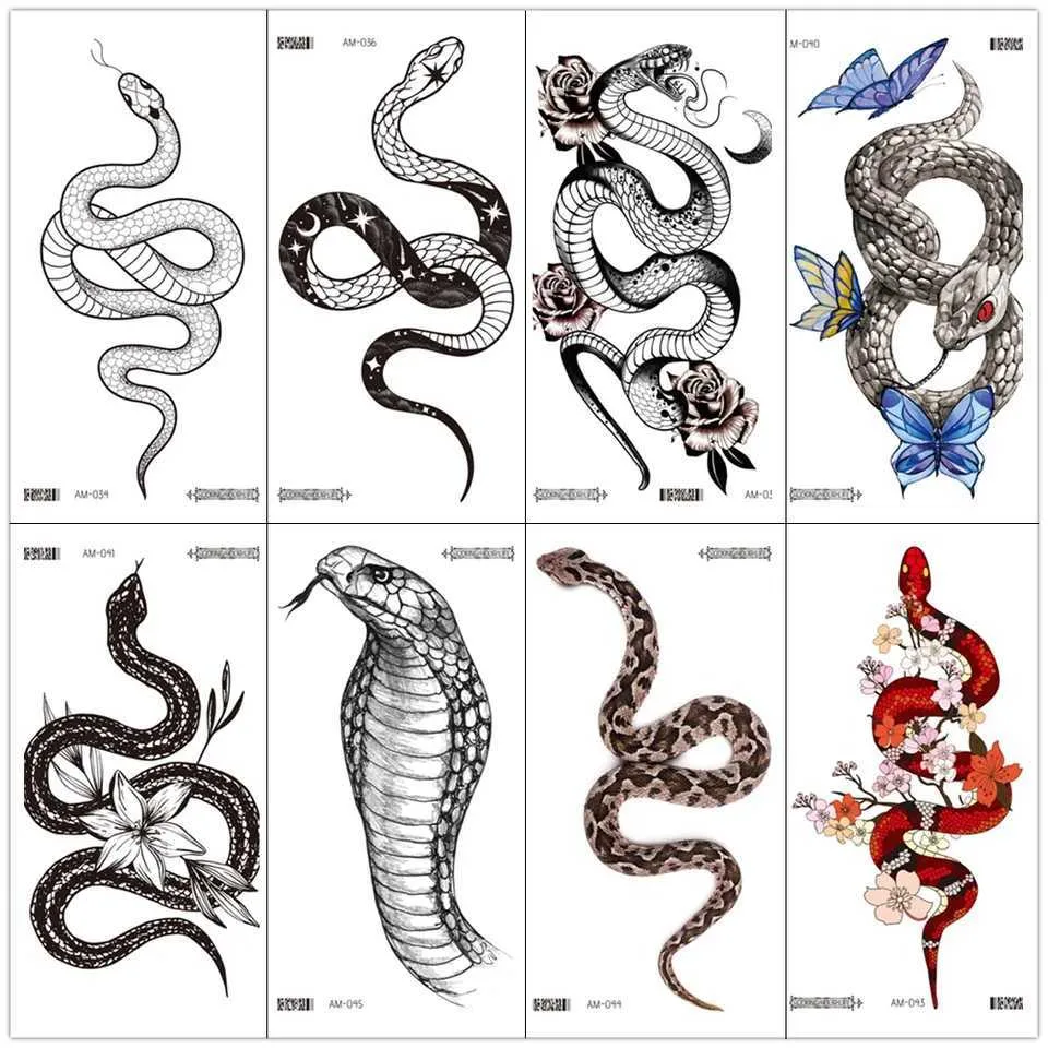 Rocooart Large Black Snake Temporary Tattoos Waterproof 3D Cobra Fake  Tattoos For Men And Women Waist Design From Taiho_shop1, $1.69 | DHgate.Com, image size:960x960