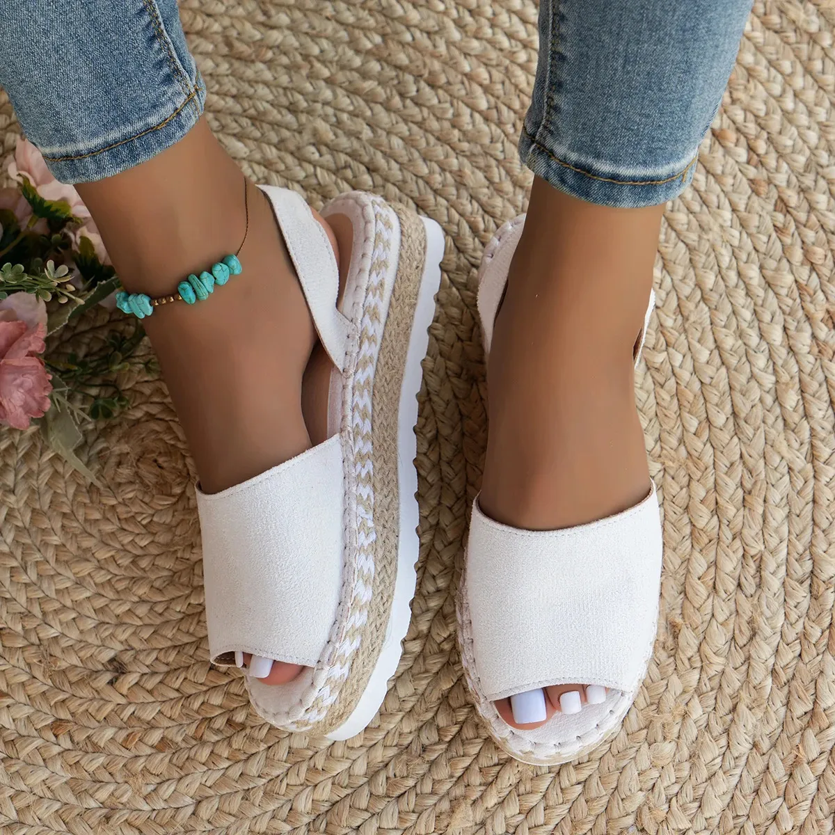 Womens Mid Heel Sandals Ladies Thick Bottom Casual Slippers Summer Round Toe Female Shoes Women Platform Mules Slipper_vogvips.com