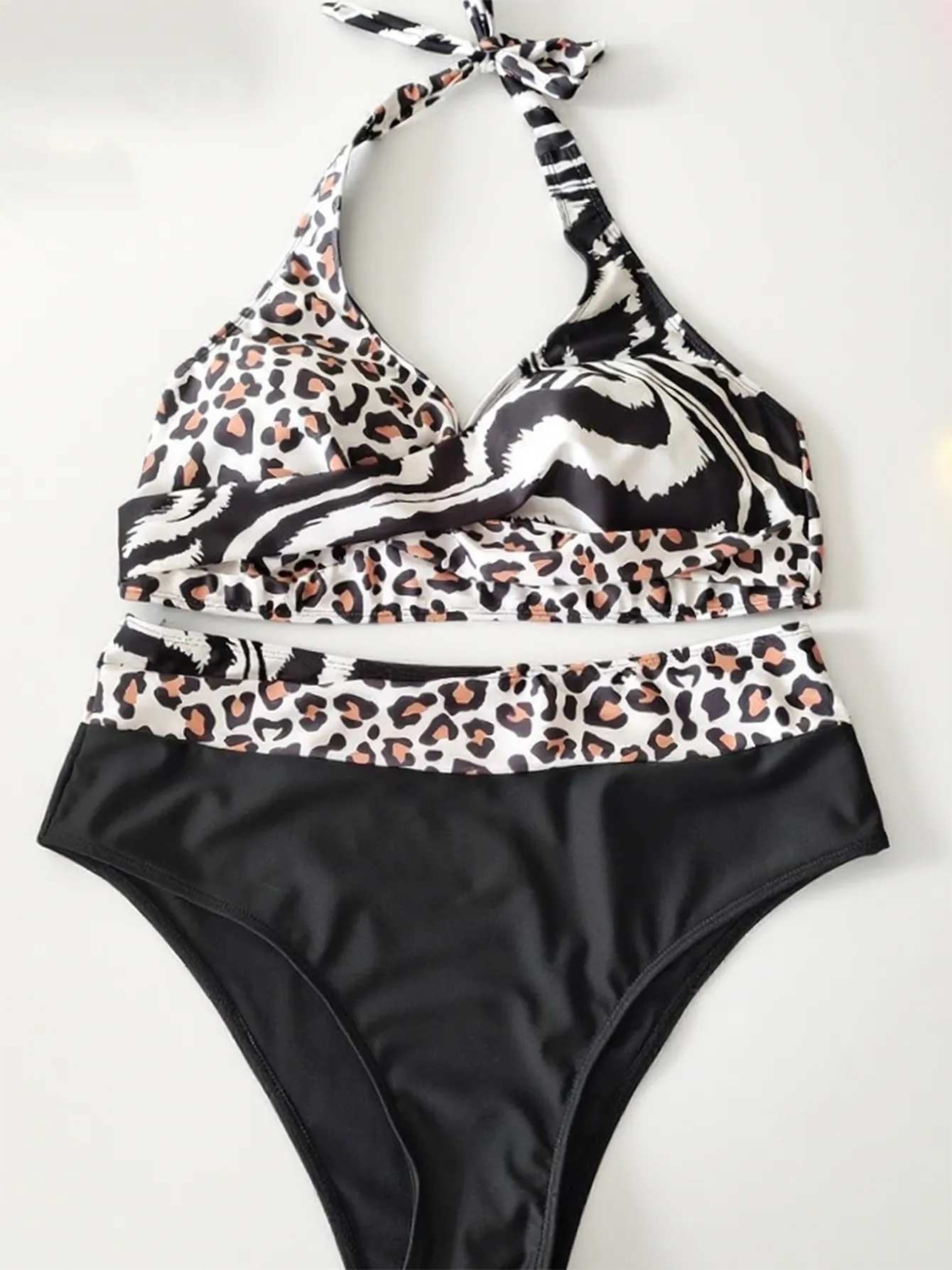 Two Leopard Print Plus Size Bikinis XL 4XL Spliced From