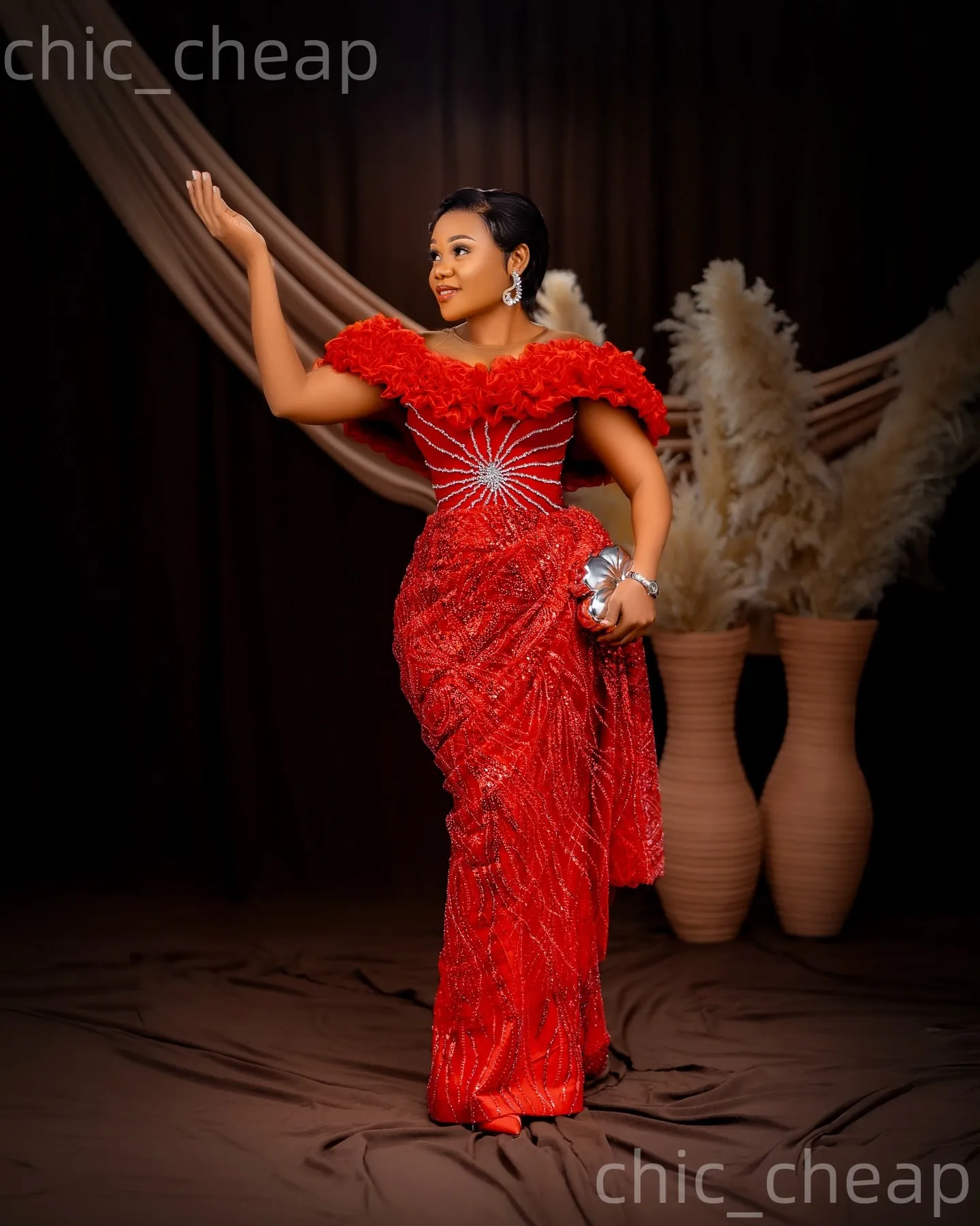open lace back dress Red Satin Ball Gown Prom Dress with Crystal Sweetheart & Pockets – AS086 –  Viniodress main image 0
