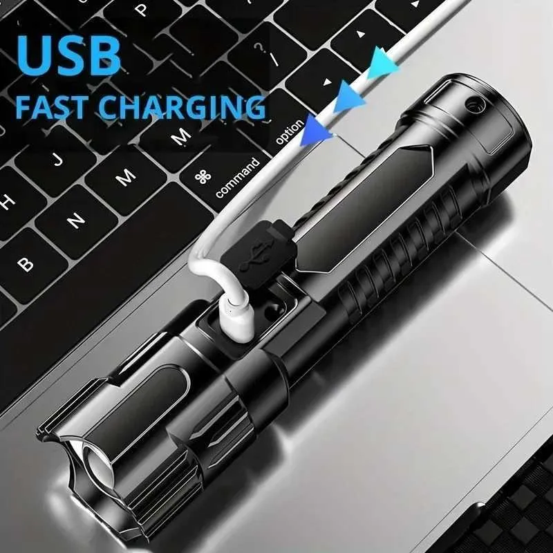 Flashlights Module With Battery Portable Rechargeable LED Flashlight with Built-in Battery and Type-C ...