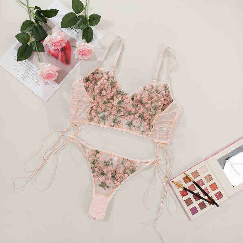 Women's Seamless Thong and Bra Set, Transparent Lace with Exquisite ...