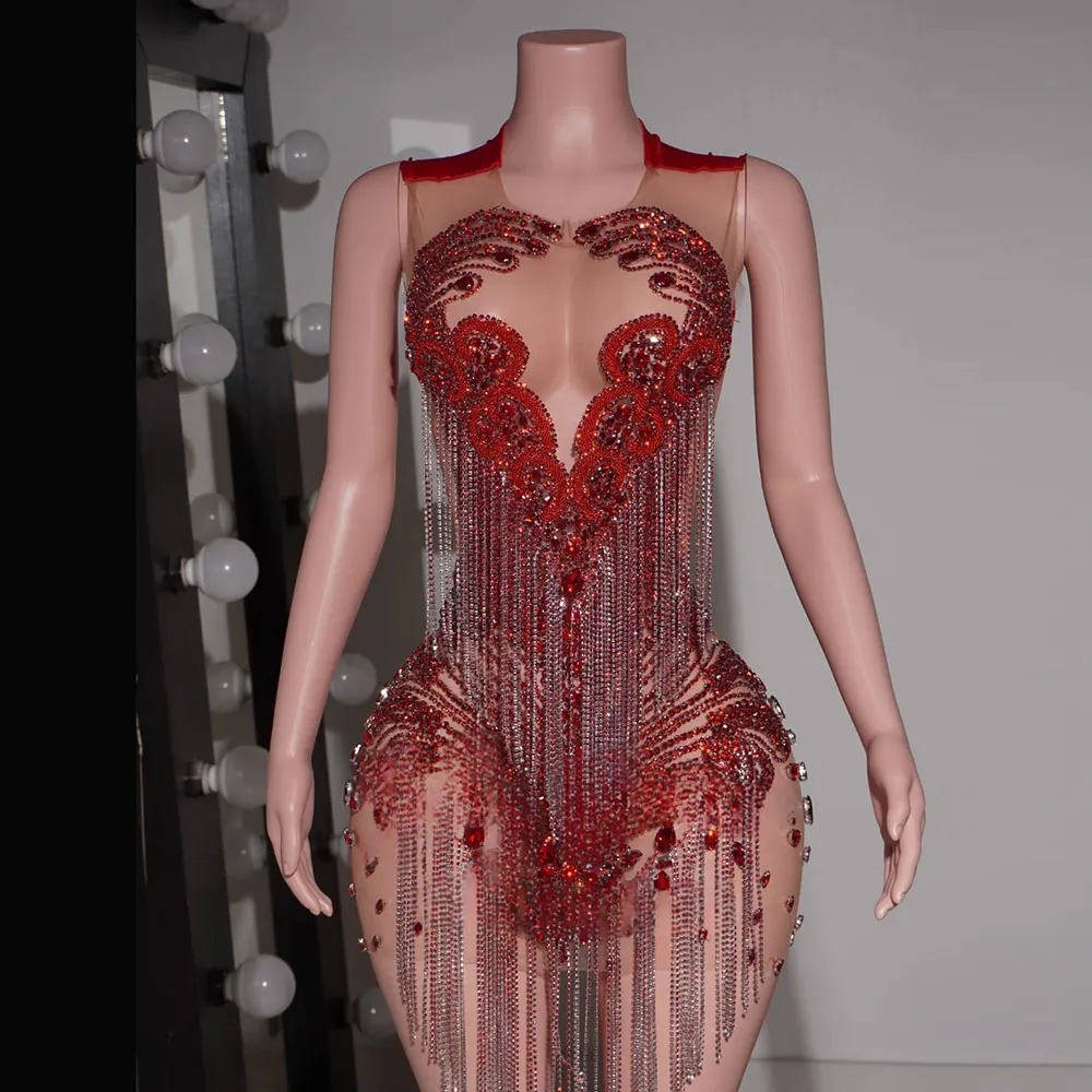 chinese dress ladies Custom Oyemwen Sequin High Slit Birthday Dress M main image 1