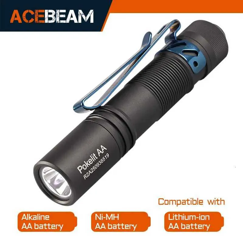 acebeam pokelit aa rechargeable mini flashlight Ti Nichia 519a 5000K CRI90 500lm AA/14500 EDC Nealsgadgets 105 m Peak beam intensity Acebeam Pokelit AA - Grey
