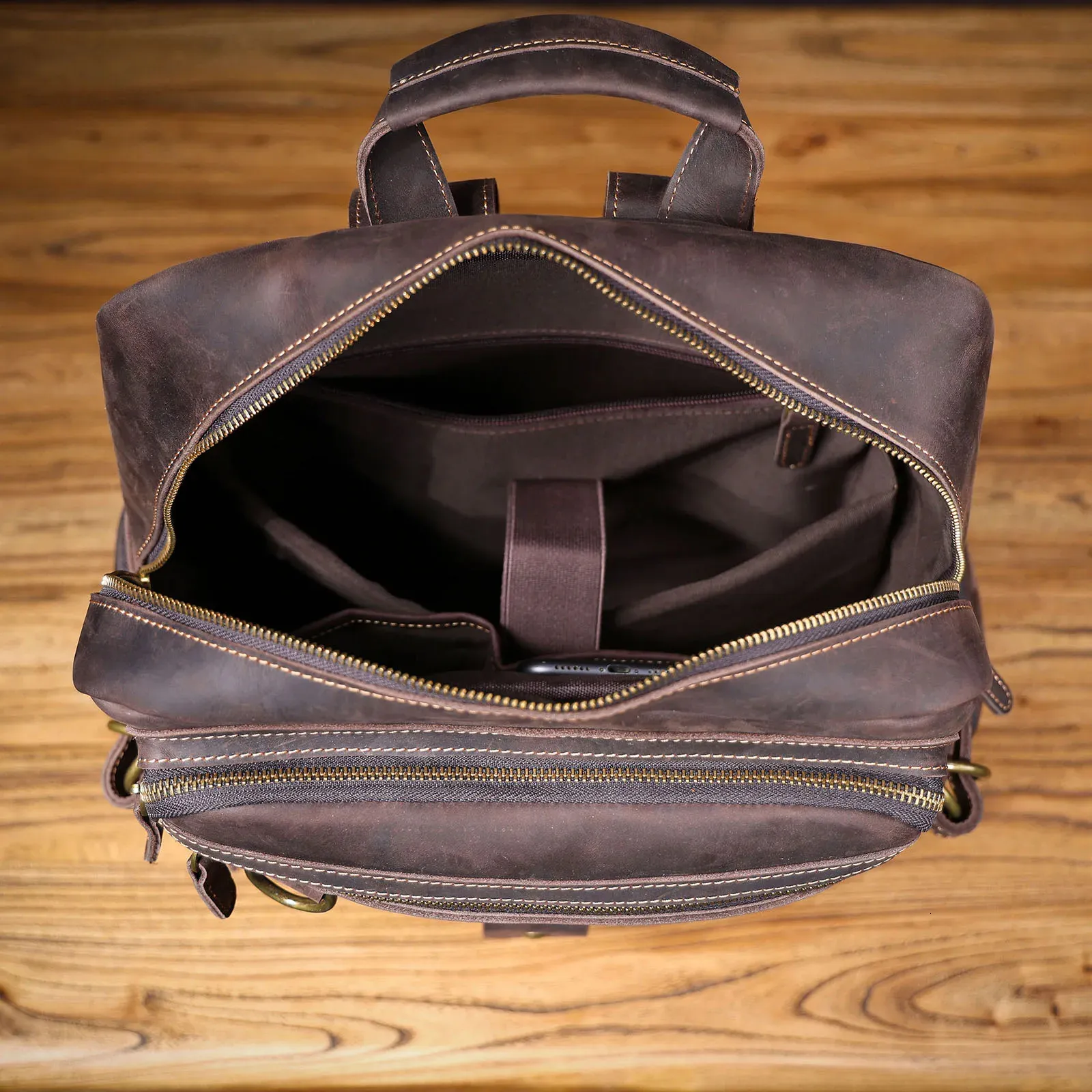 Vintage Rucksack Aus Echtem Leder Für Reisen Und Trekking_voghion.com