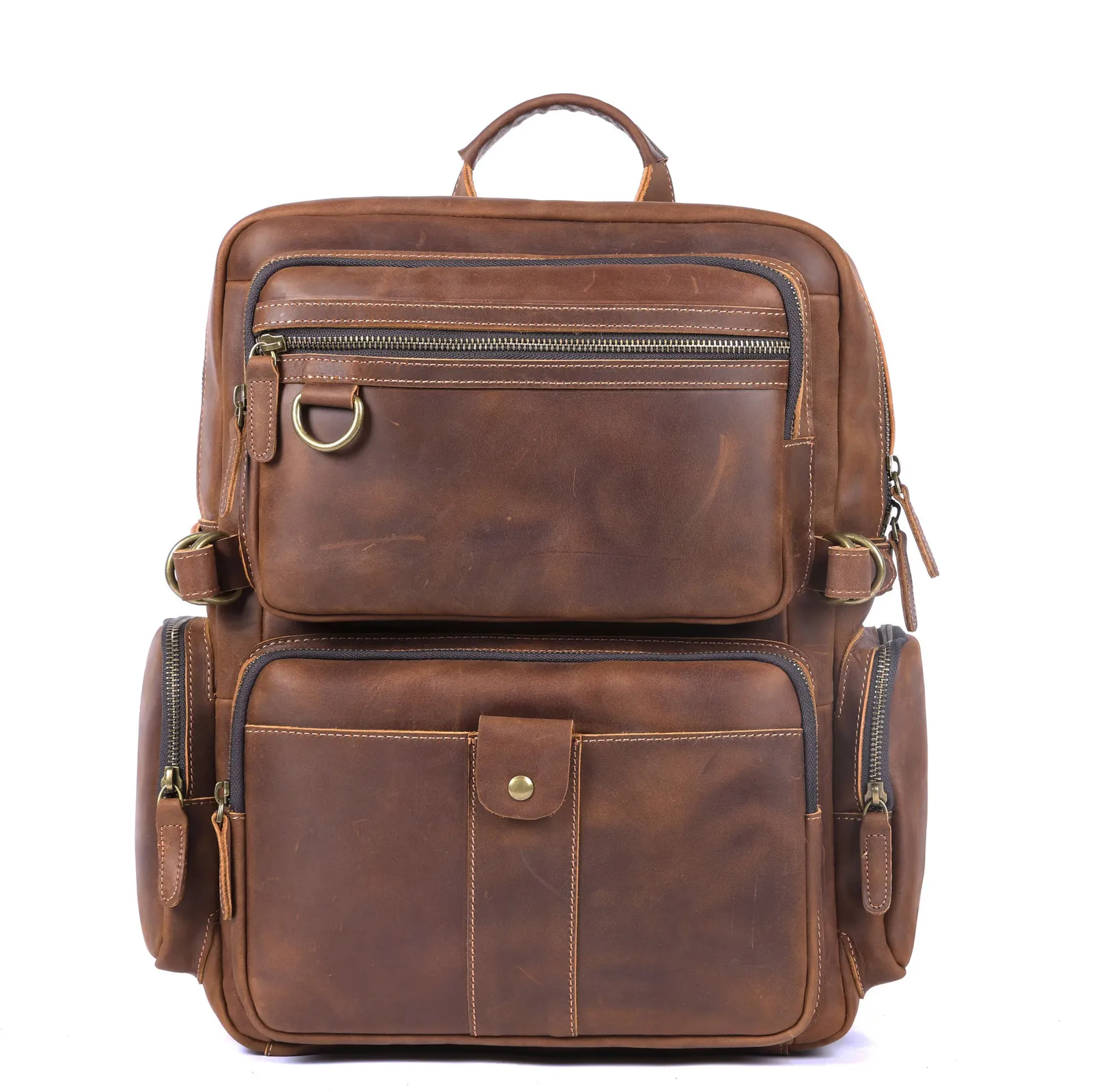 SWORKER Vintage Rucksack aus echtem Crazy Horse Leder, Laptop-Rucksack, Freizeitrucksack für Schule, Outdoor-Aktivitäten, Reisen und Wochenendausflüge 251113_voghion.com