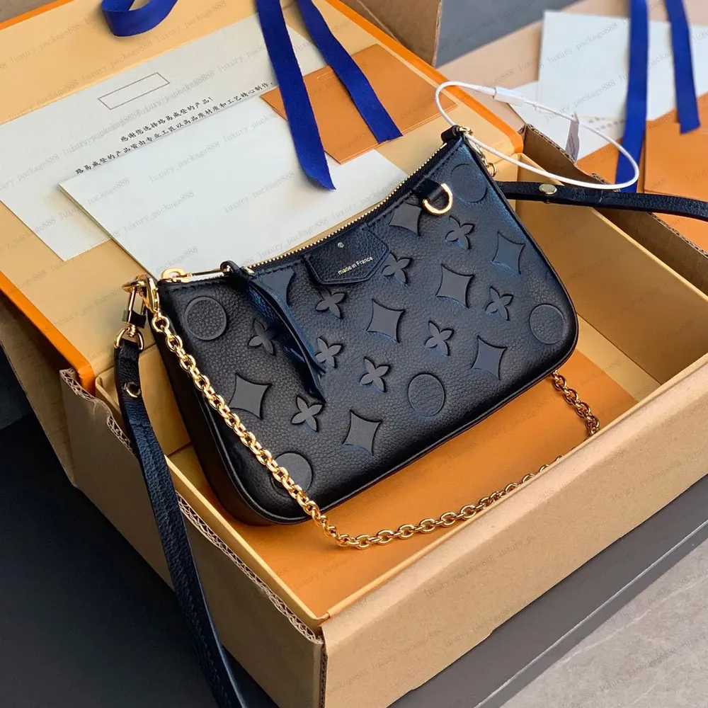 Designer Bag Women Easy Crossbody Shoulder Bags Chain Wallet Pouch On Strap Purse Embossed Letters Old Flower Handbags Floral Lady Embroidery Half Moon Bag 9525
